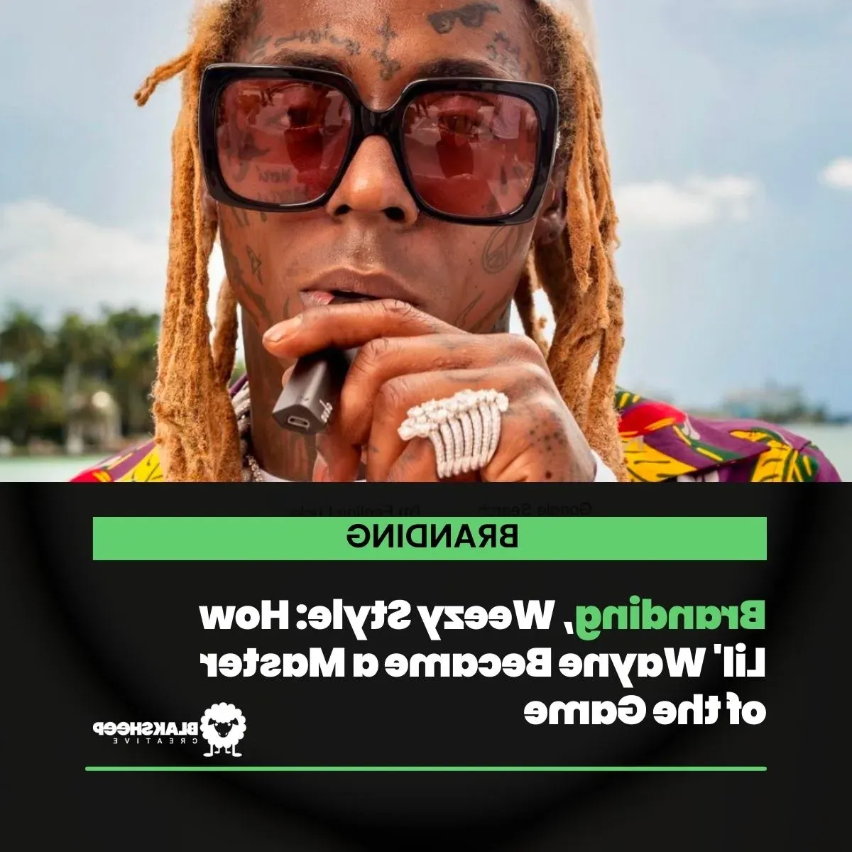 Lil Wayne戴着太阳镜在海边为365app活动做品牌宣传